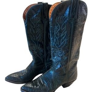 J. Chioholm Thieves Market Emerald Blue-Green Embroidered Cowboy Boots